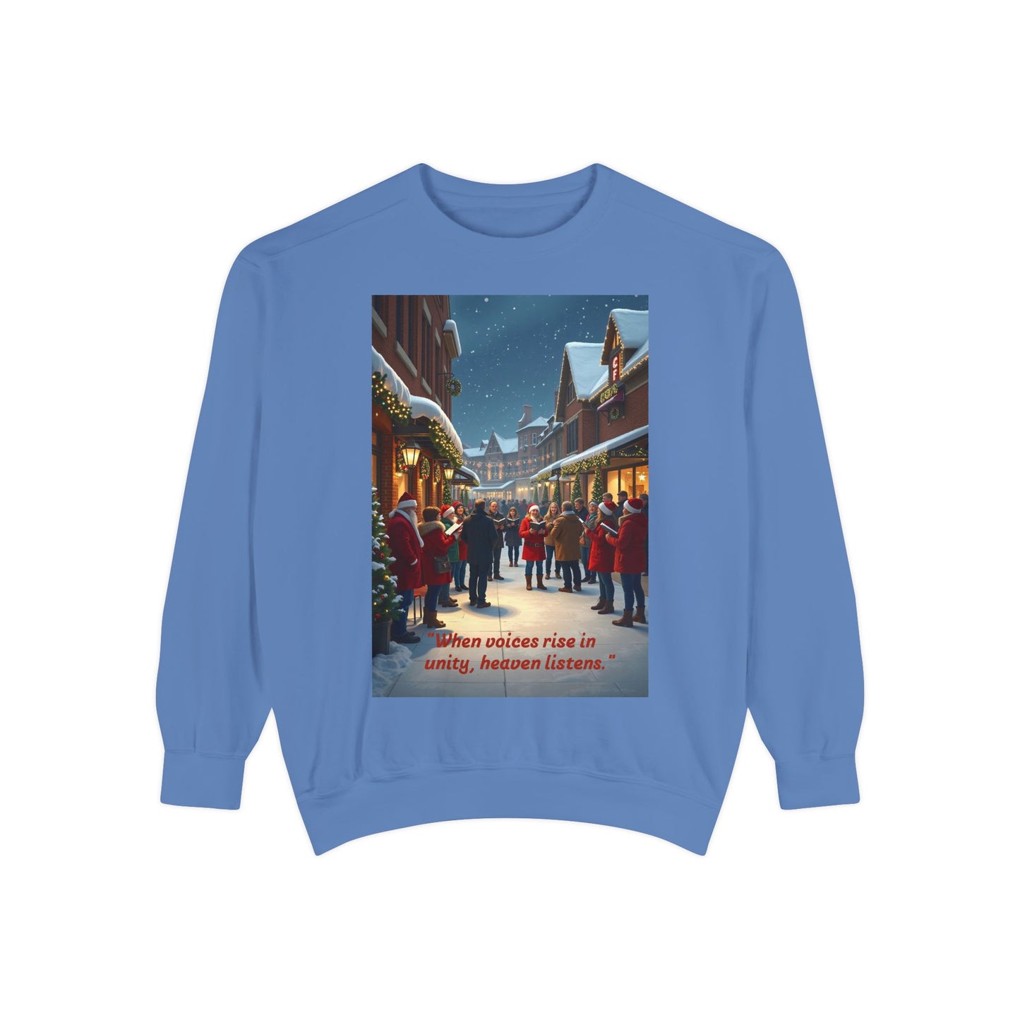 Cozy Holiday Sweatshirt with Vintage Street Scene, Christmas Gift, Unisex Apparel, Casual Wear, Year-Round Comfort