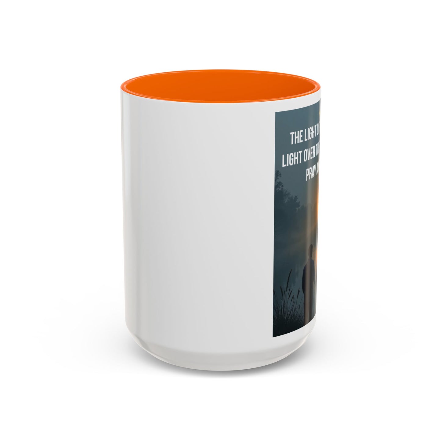 Christian Accent Coffee Mug — “The Light of the Cross” Inspirational Bible Verse Design