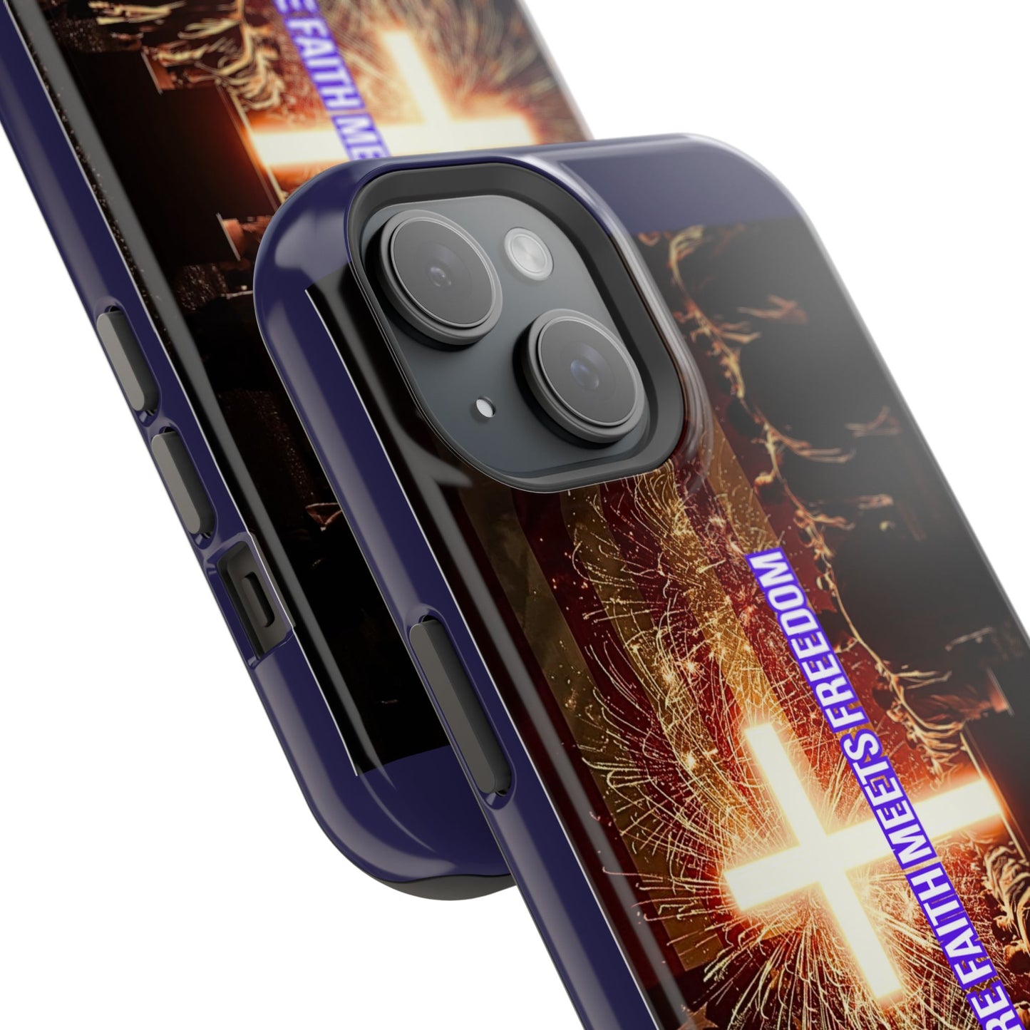 Christian Cross iPhone Case — “Where Faith Meets Freedom” Magnetic Impact-Resistant Phone Case
