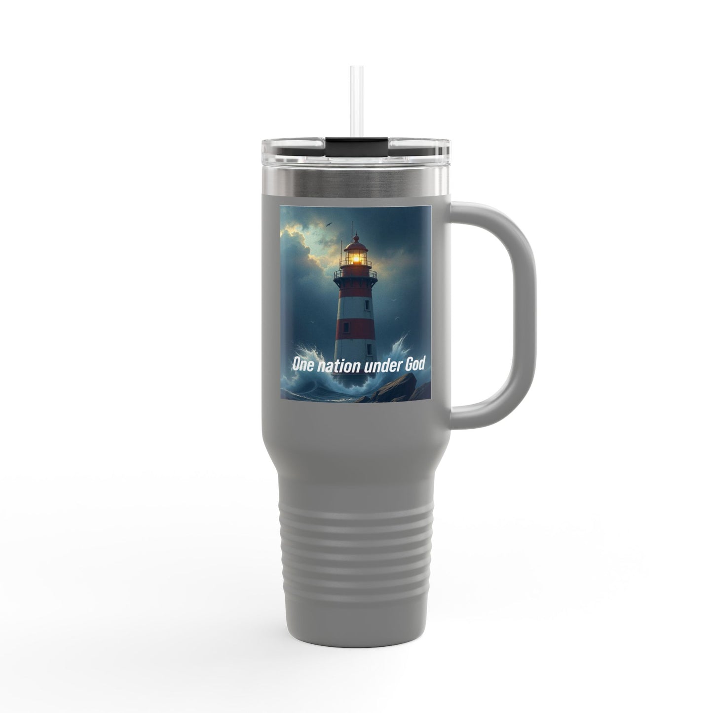 Travel Mug — Lighthouse "One Nation Under God" Insulated 40oz Tumbler