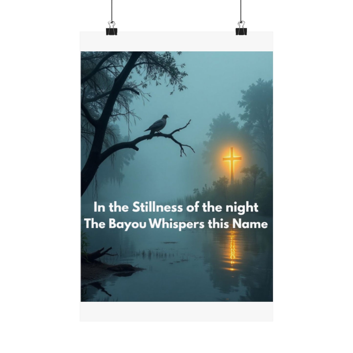 Satin Poster – "In the Stillness of the Night" Bayou Cross Wall Art