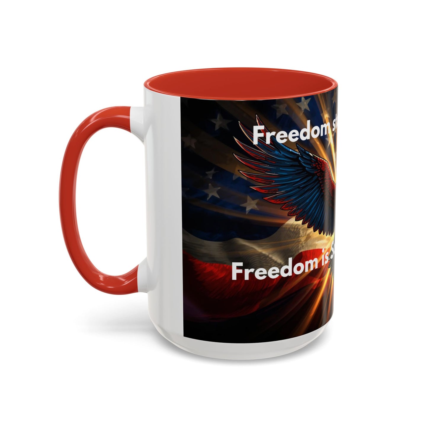 Patriotic Eagle Coffee Mug — "Freedom Stands Strong" Accent 11/15oz
