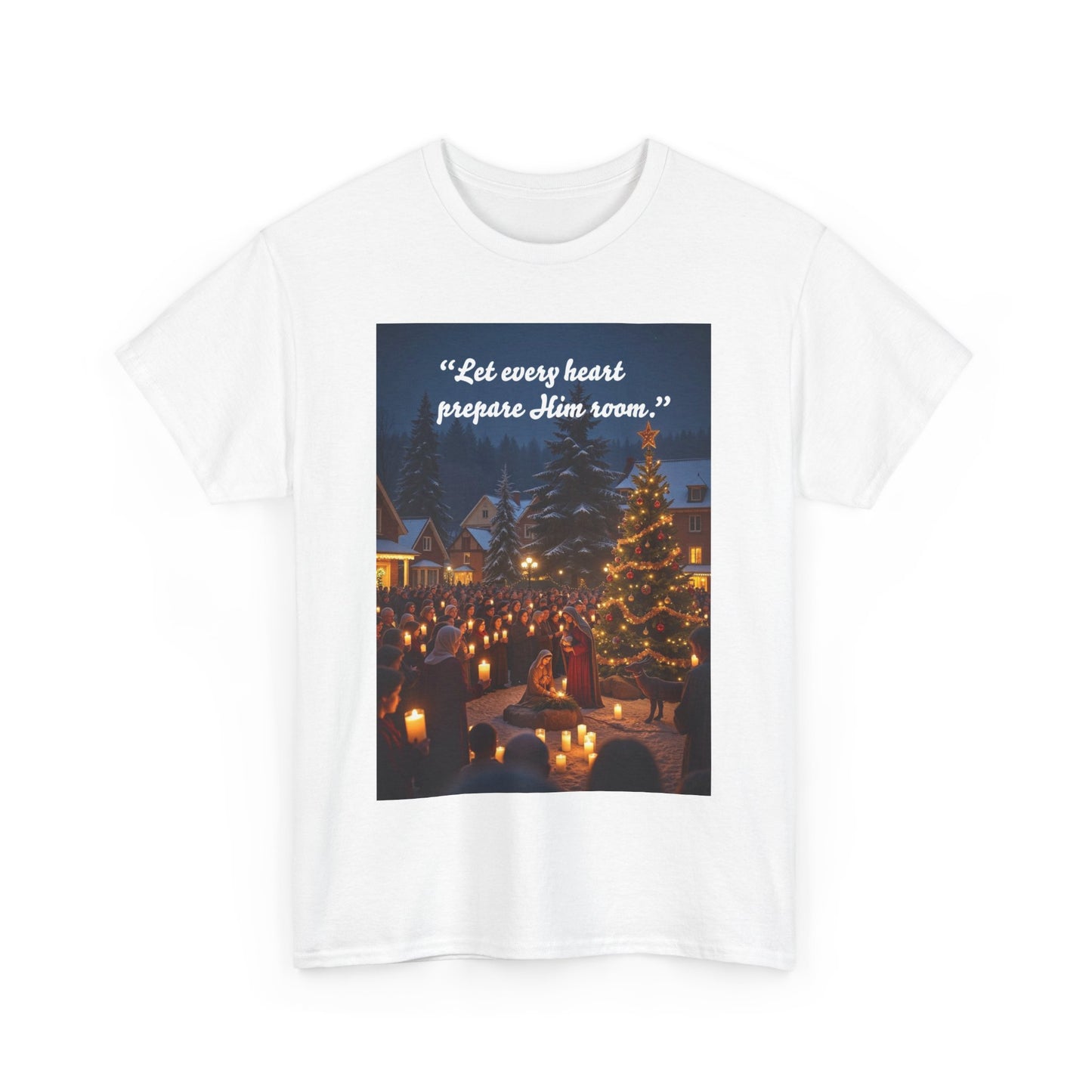 Christmas Spirit Heavy Cotton Tee, Holiday Shirt, Unisex Tee, Gift for Him/Her, Family Gathering Outfit, Religious Celebration Apparel
