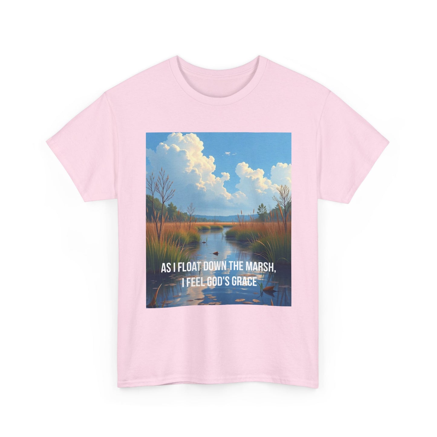 Marsh Landscape Tee — "As I Float Down the Marsh, I Feel God’s Grace"