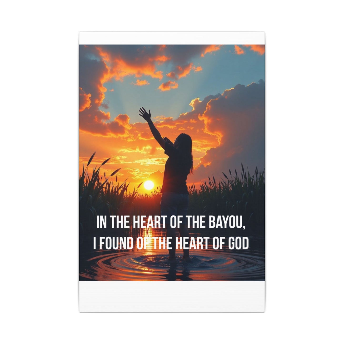 Faith-Inspired Bayou Sunset Canvas - "In the Heart of the Bayou, I Found the Heart of God"