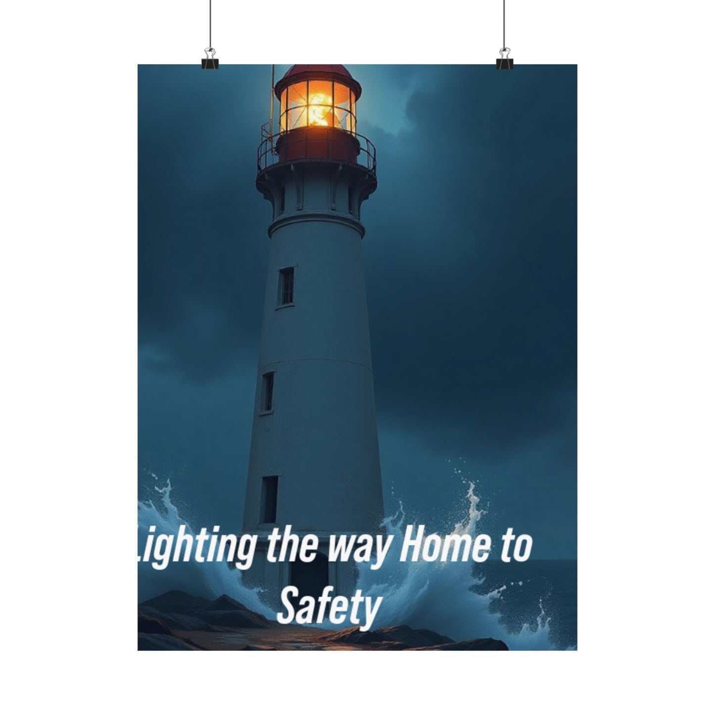 Lighthouse Satin Poster - "Lighting the Way Home to Safety" (210gsm)