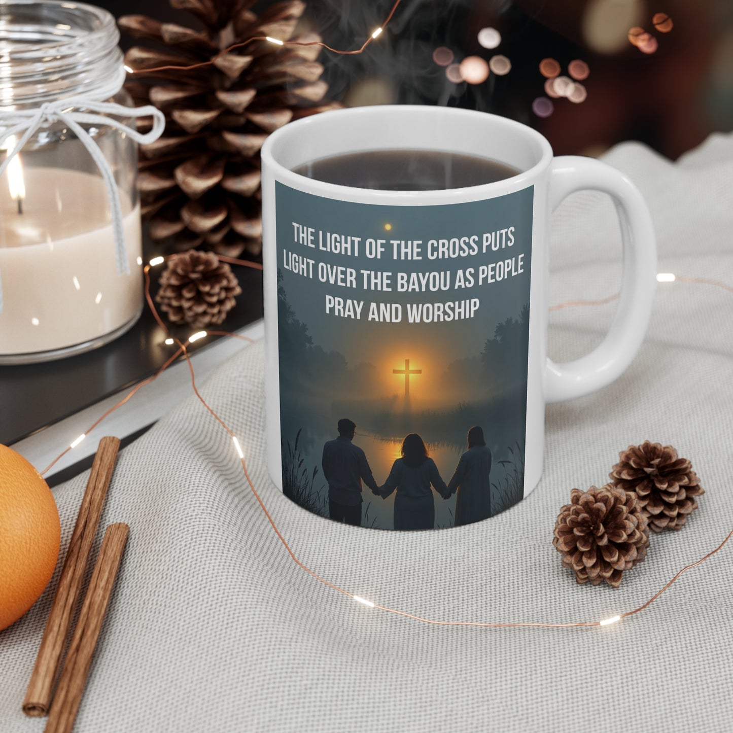 Inspirational Sunrise Ceramic Coffee Mug – "The Lord is my Light" Bible Verse, 11oz & 15oz