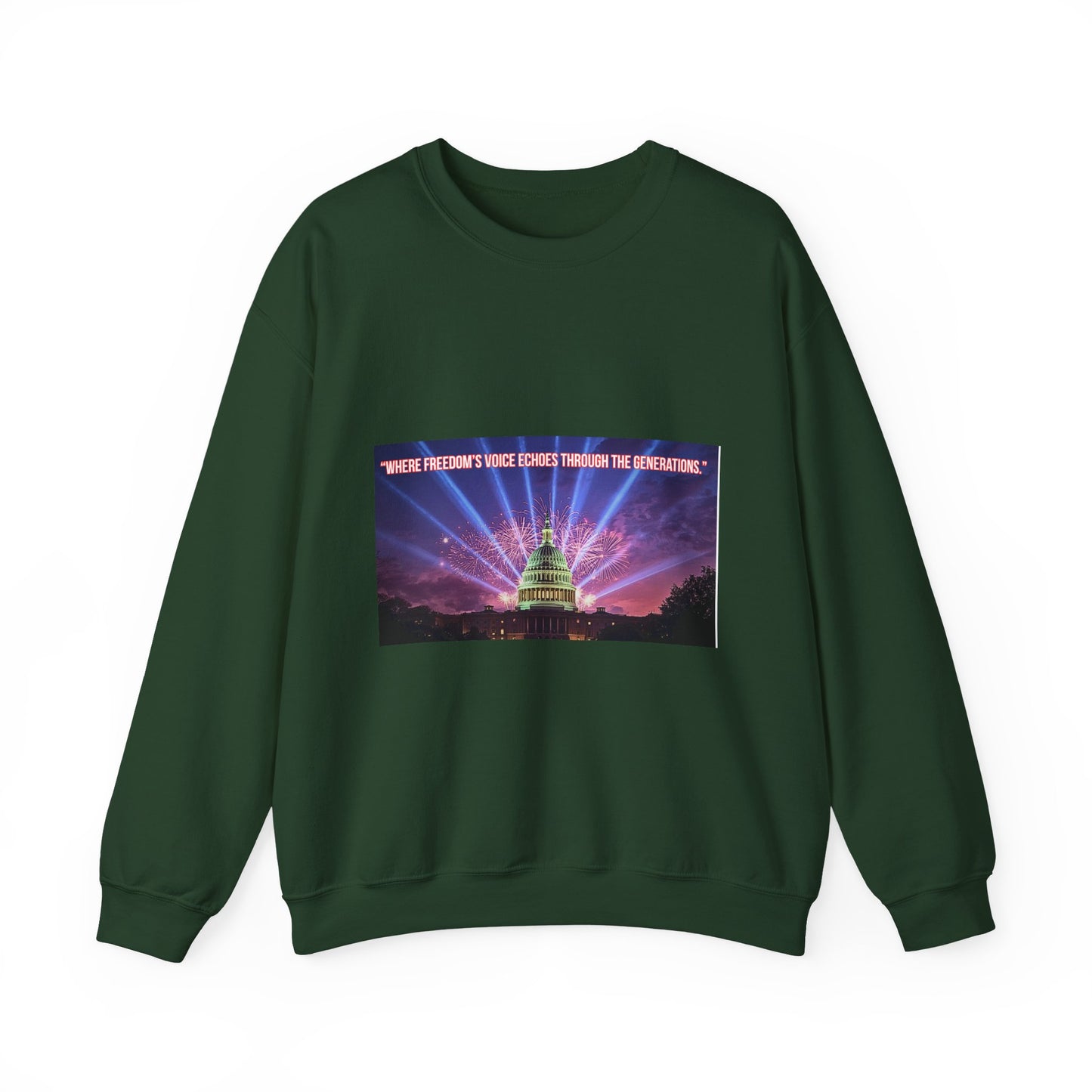 Crewneck Sweatshirt — "We’re Freedom’s Voice" Capitol Lightshow Graphic