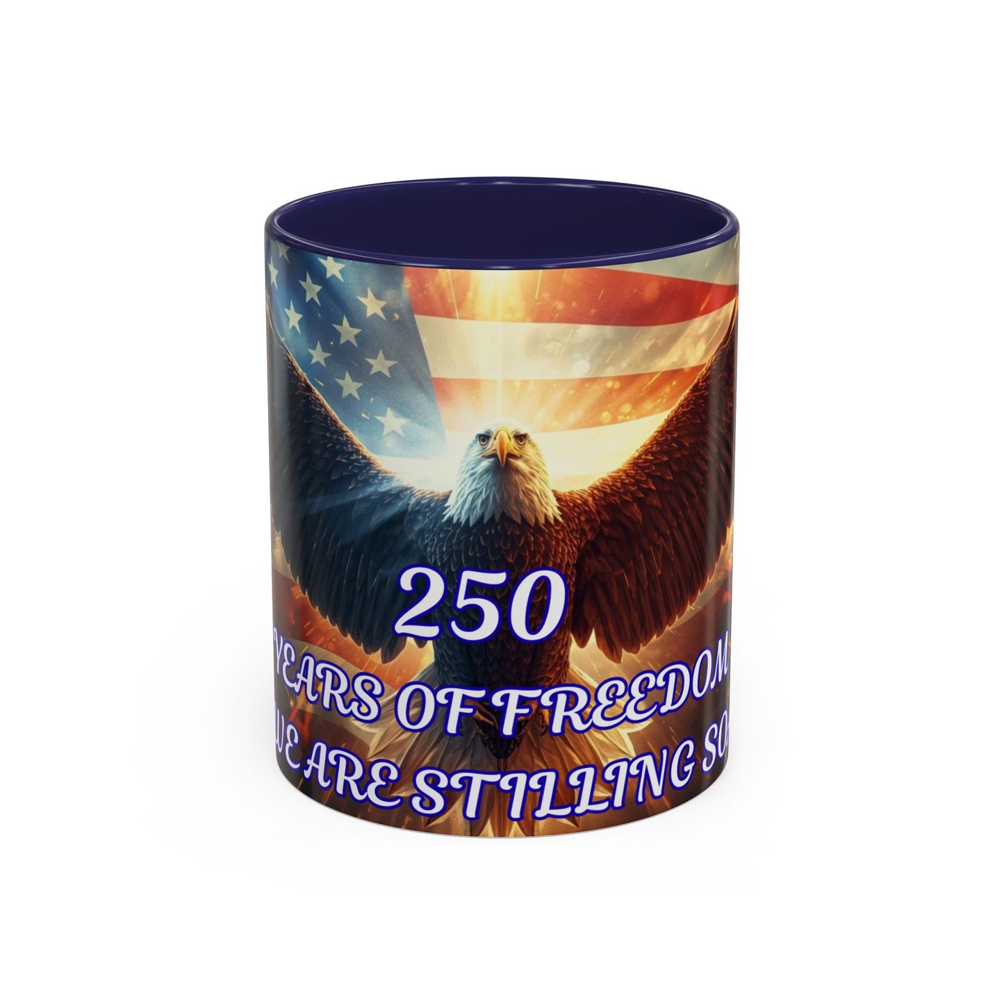 Patriotic Eagle Coffee Mug – "250 Years of Freedom" Accent 11/15oz