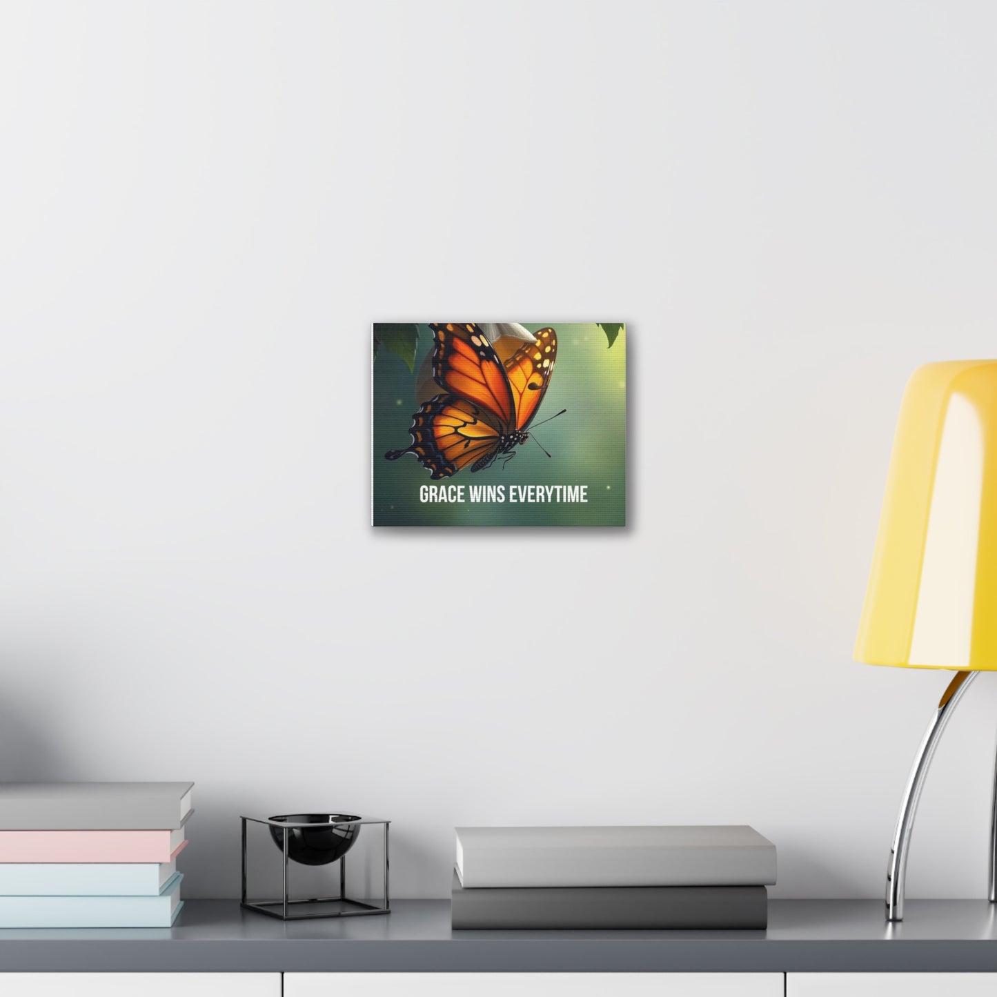 Canvas Print - 'Grace Wins Everytime' Monarch Butterfly Wall Art
