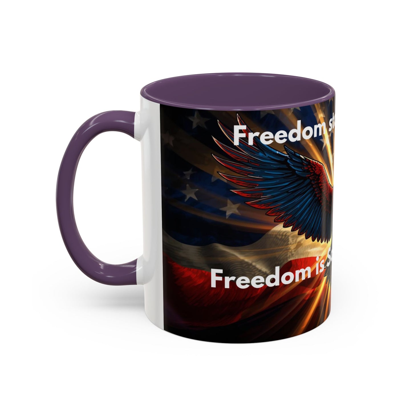 Patriotic Eagle Coffee Mug — "Freedom Stands Strong" Accent 11/15oz