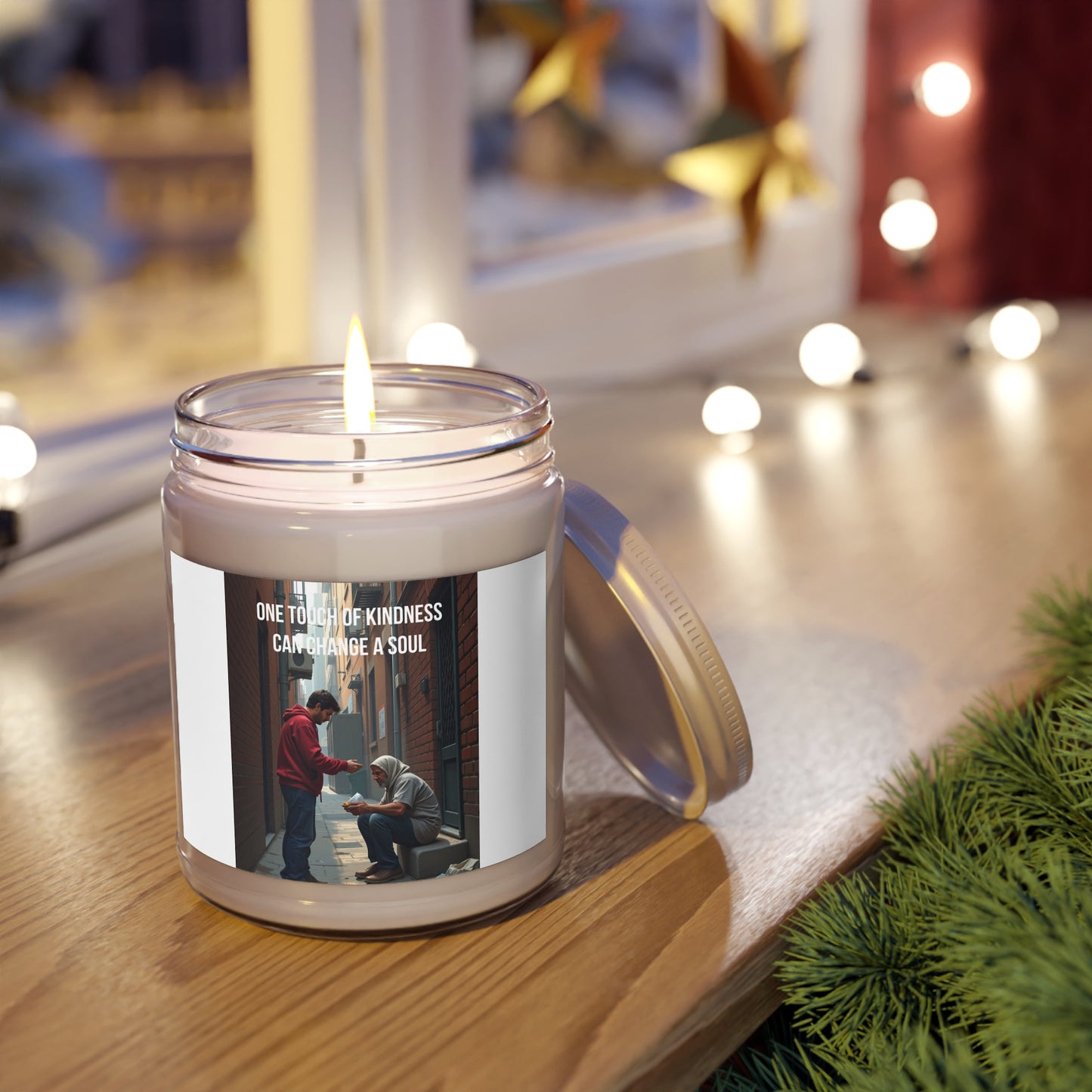 Soy Candle – "One Touch of Kindness Can Change a Soul" (9oz, White Lid)