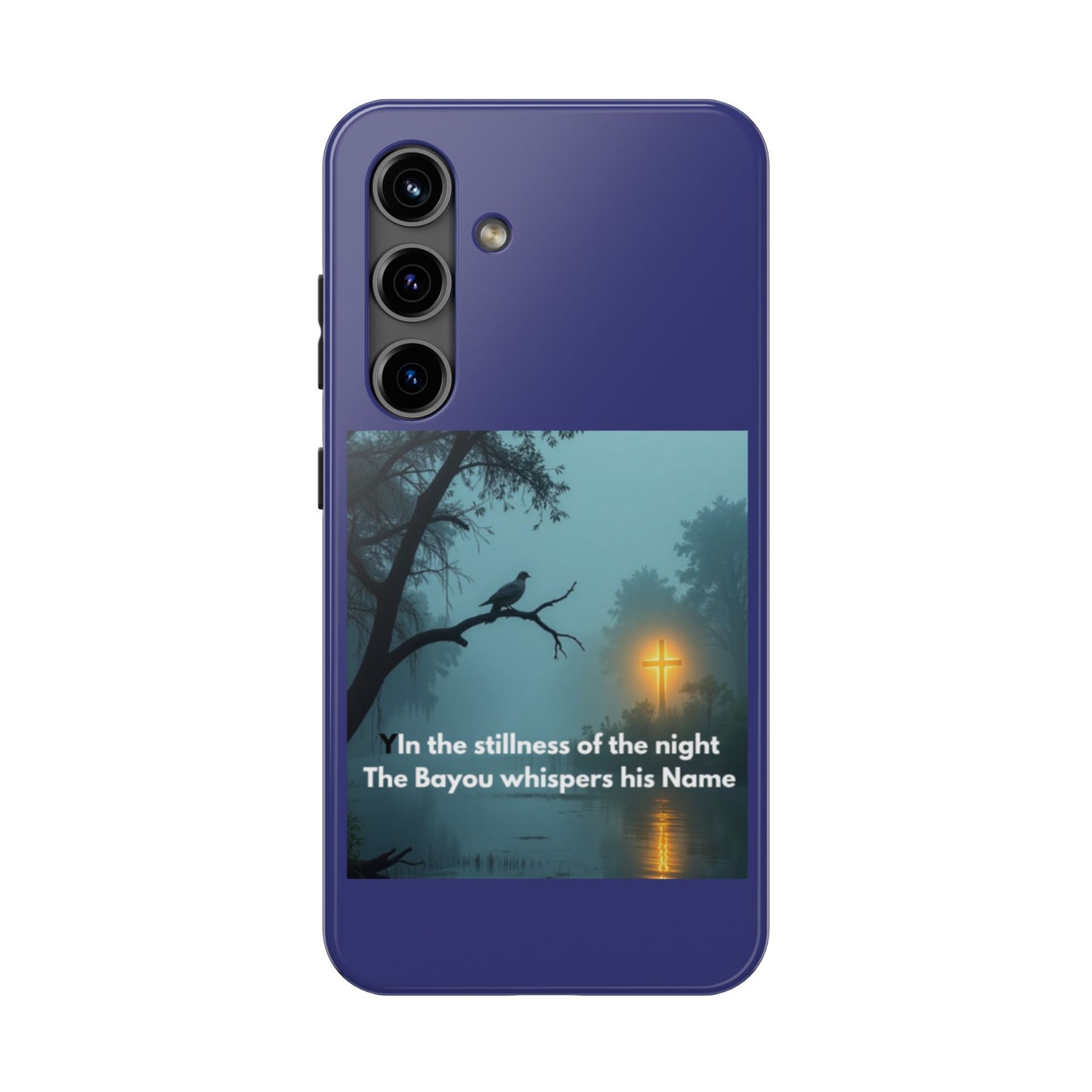 Tough Phone Case — 'In the stillness of the night the Bayou whispers his Name' Moody Bayou Cross Design