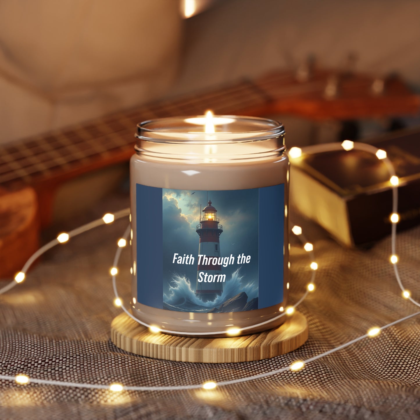 Faith Through the Storm Soy Candle — 9 oz Scented Jar (White Lid)
