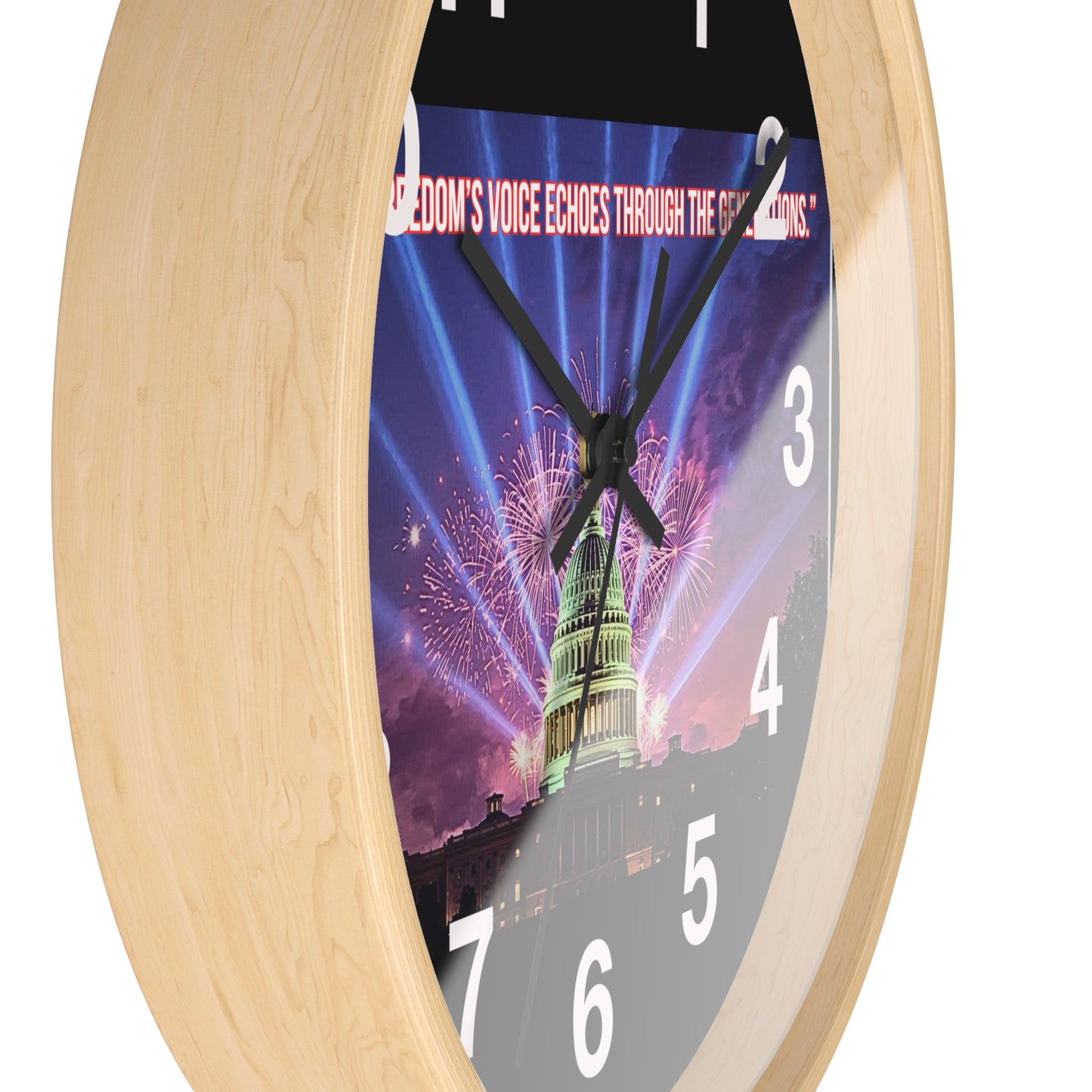 Capitol Fireworks Wall Clock — Patriotic Washington D.C. Clock with Quote