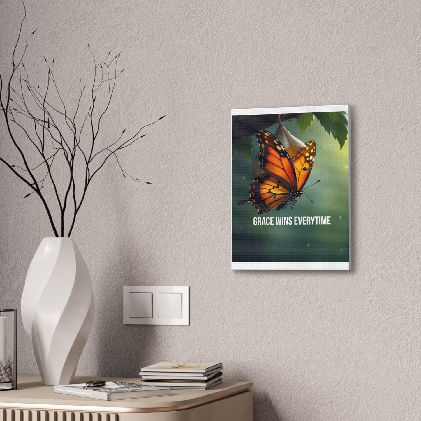 Canvas Print - 'Grace Wins Everytime' Monarch Butterfly Wall Art