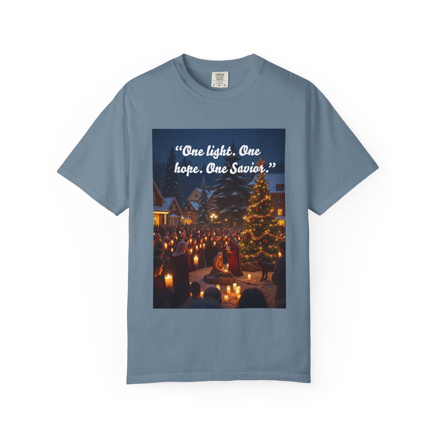 Garment-Dyed T-Shirt with Inspirational Christmas Design