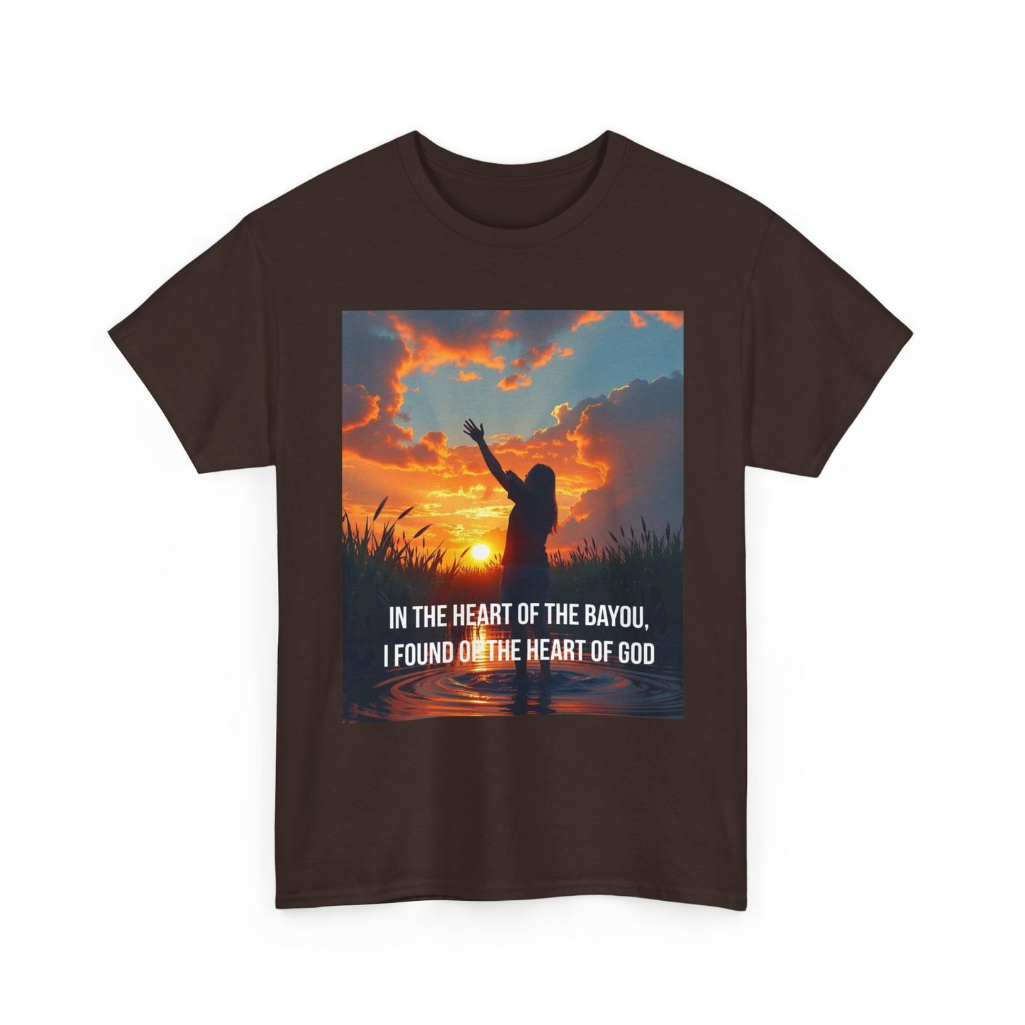 Bayou Sunrise Faith T-Shirt — "In the Heart of the Bayou, I Found the Heart of God" Christian Tee