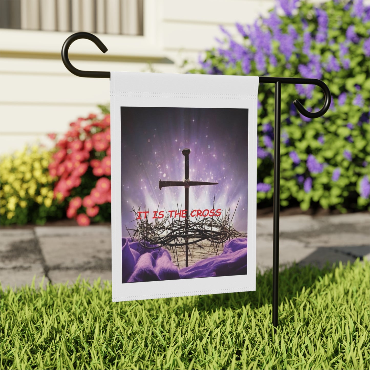 Garden Flag - "It Is The Cross" Christian Easter Yard Banner
