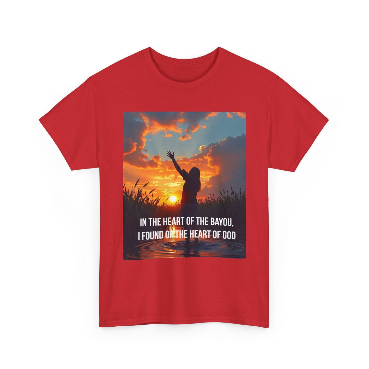 Bayou Sunrise Faith T-Shirt — "In the Heart of the Bayou, I Found the Heart of God" Christian Tee
