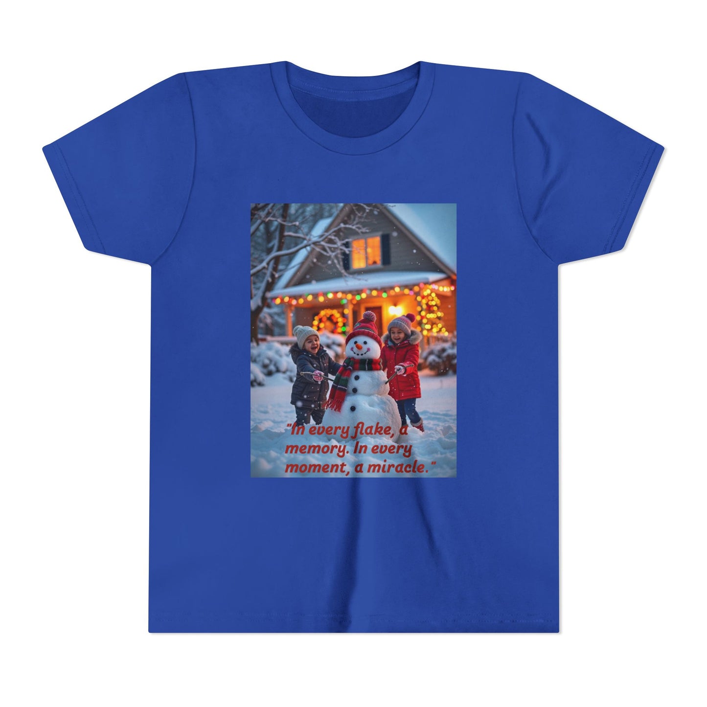 Youth Snowflake Memory Tee, Christmas T-Shirt, Holiday Gift for Kids, Winter Apparel, Fun Family Celebration Outfit, Snowman Design  70a
