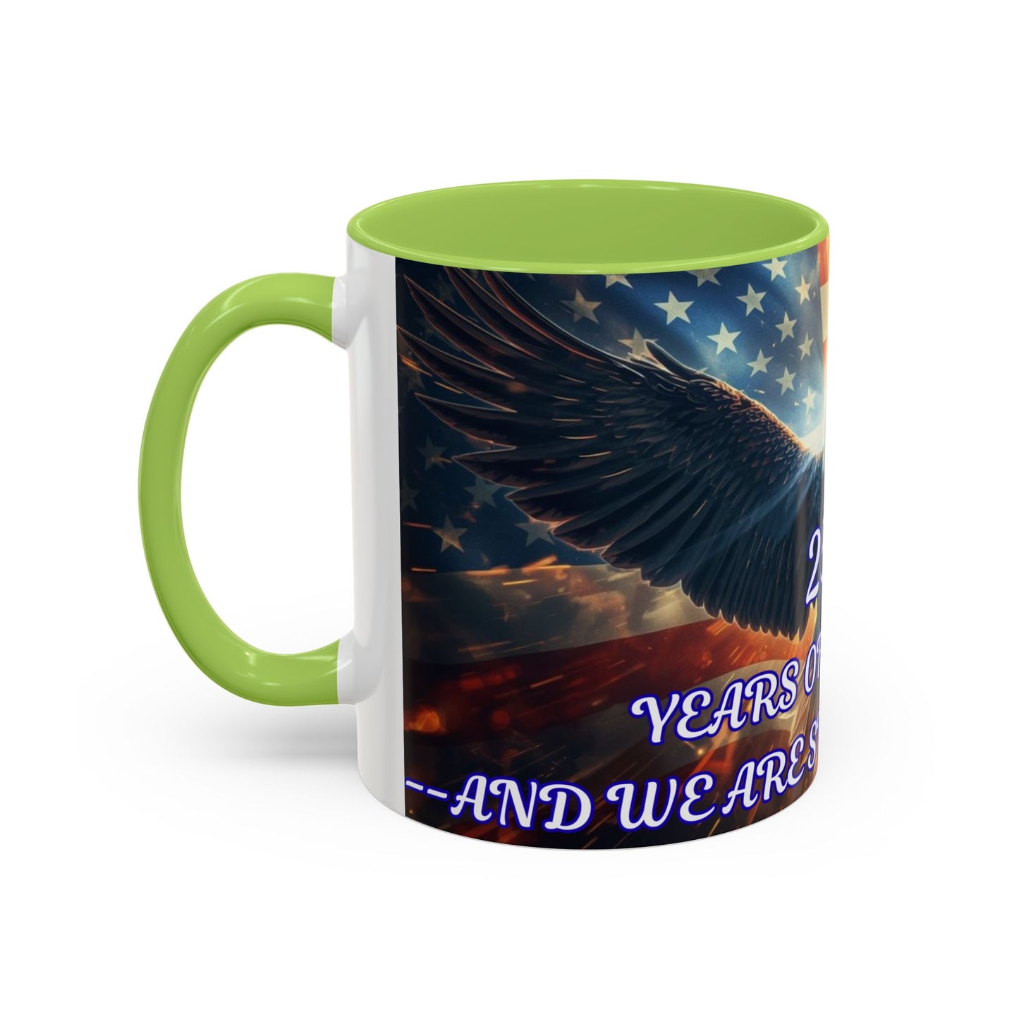 Patriotic Eagle Coffee Mug – "250 Years of Freedom" Accent 11/15oz