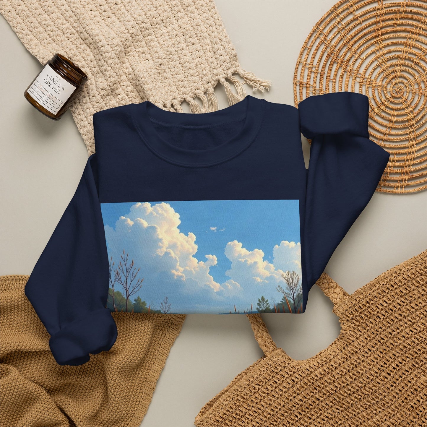 Sweatshirt — Marsh Scene with Lyrics "As I Float Down the Marsh, I Feel God's Grace"