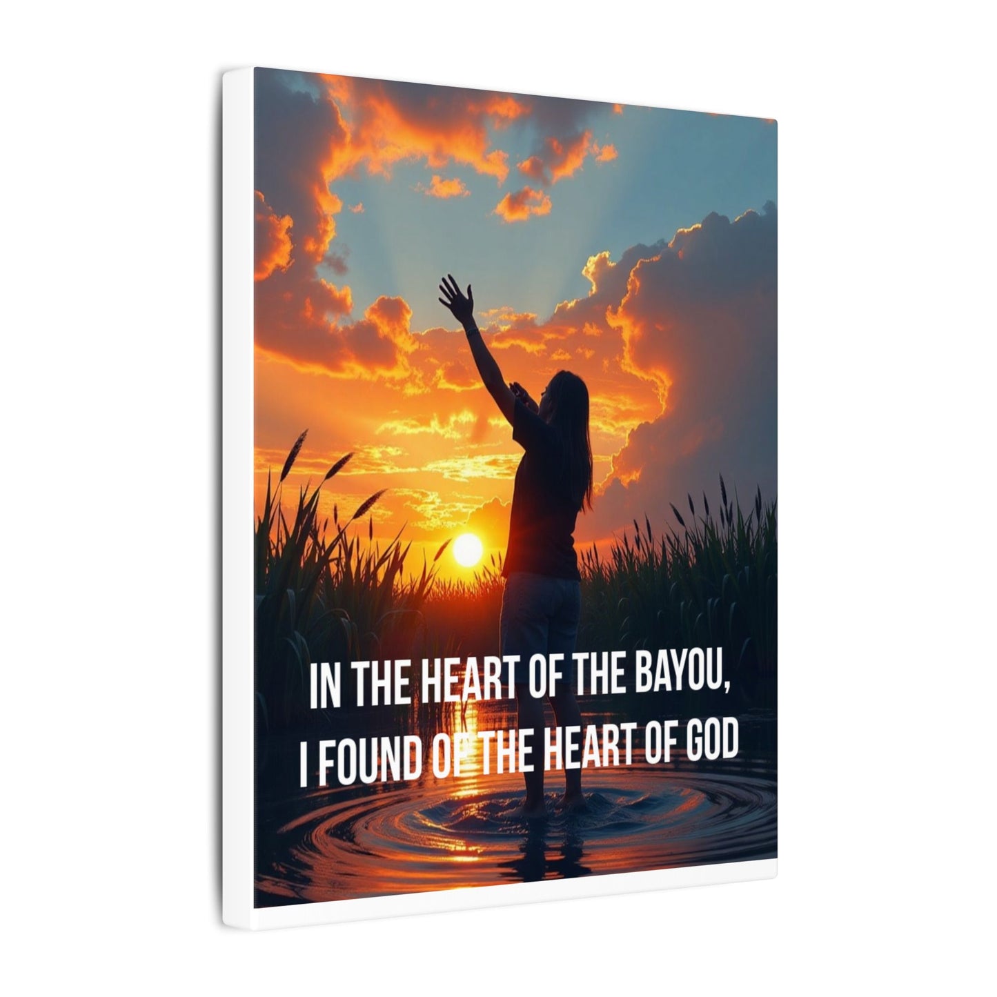 Faith-Inspired Bayou Sunset Canvas - "In the Heart of the Bayou, I Found the Heart of God"