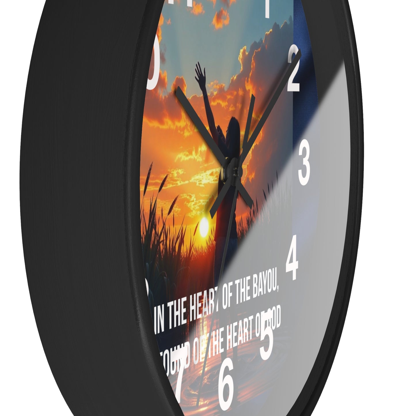 Bayou Sunset Wall Clock — "In the Heart of the Bayou, Found of the Heart of God"