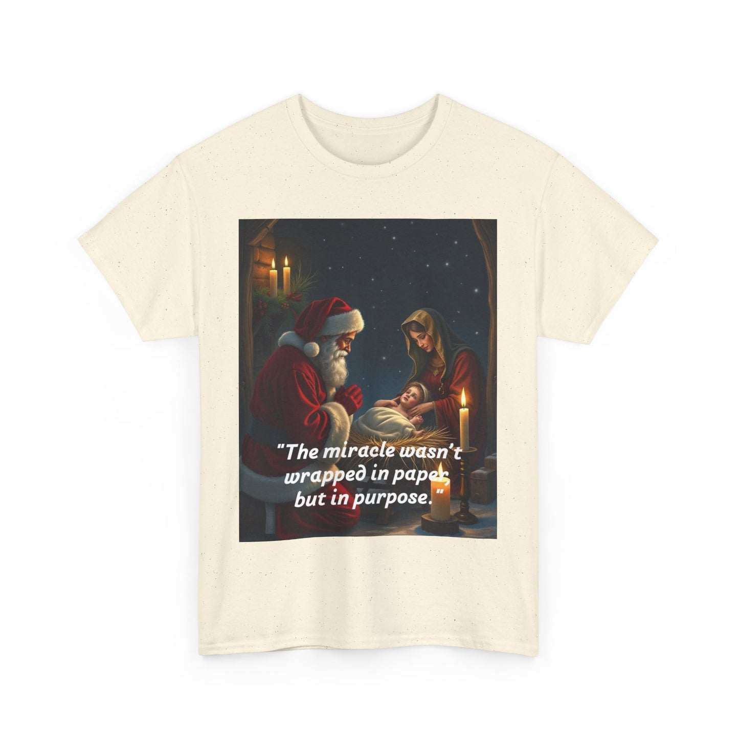 Christmas Inspirational Tee, Unisex Heavy Cotton Tee, Santa Shirt, Holiday Gift, Family Gathering, Faith-Based Apparel