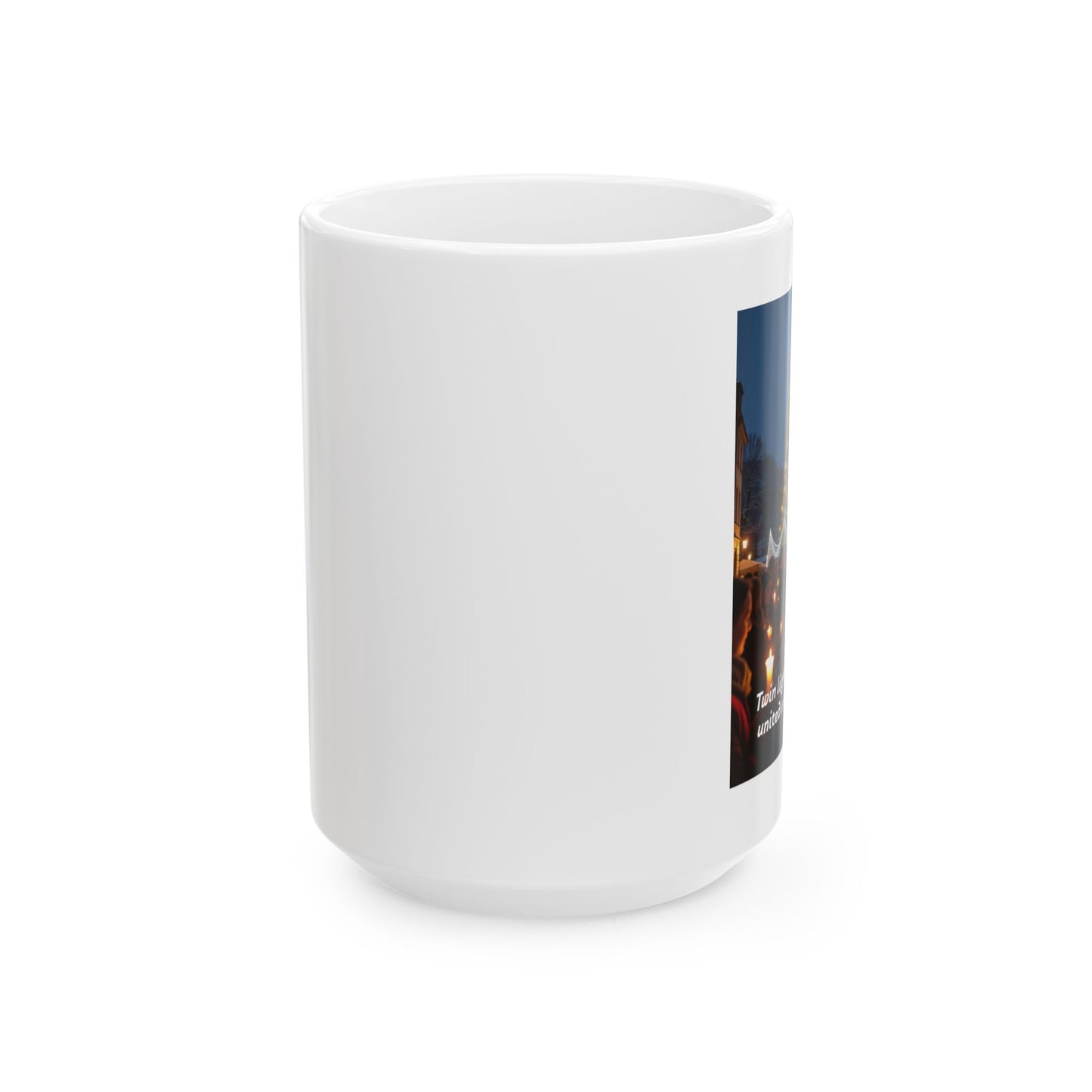 Ceramic Holiday Mug - Twin Lights Design, Christmas Gift, Celebration Cup for Coffee or Tea, Festive Home Decor, Perfect for Winter  308