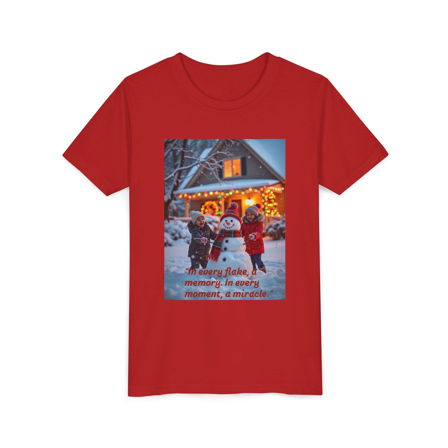 Youth Snowflake Memory Tee, Christmas T-Shirt, Holiday Gift for Kids, Winter Apparel, Fun Family Celebration Outfit, Snowman Design  70a