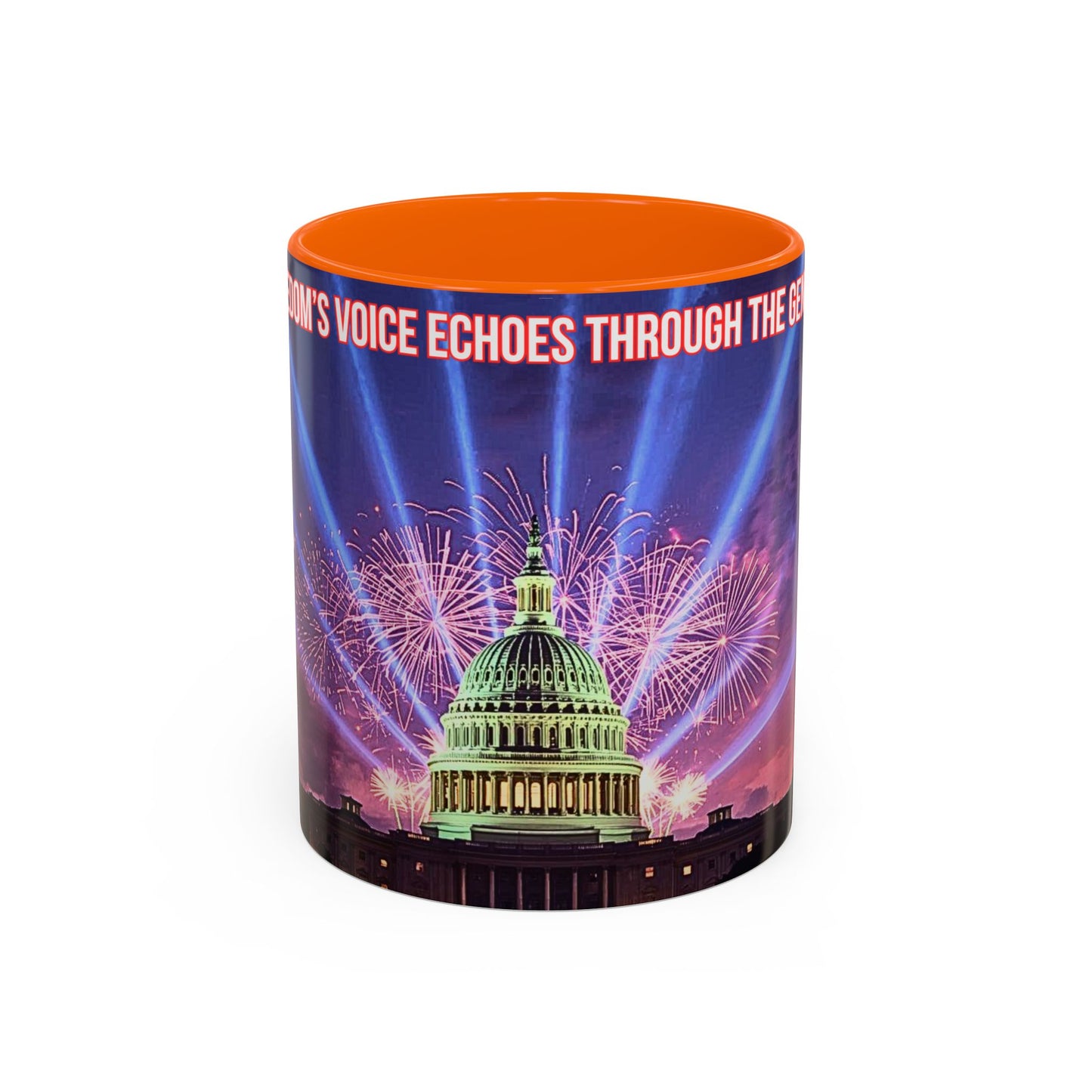 Capitol Fireworks Accent Coffee Mug — Patriotic Washington D.C. Skyline