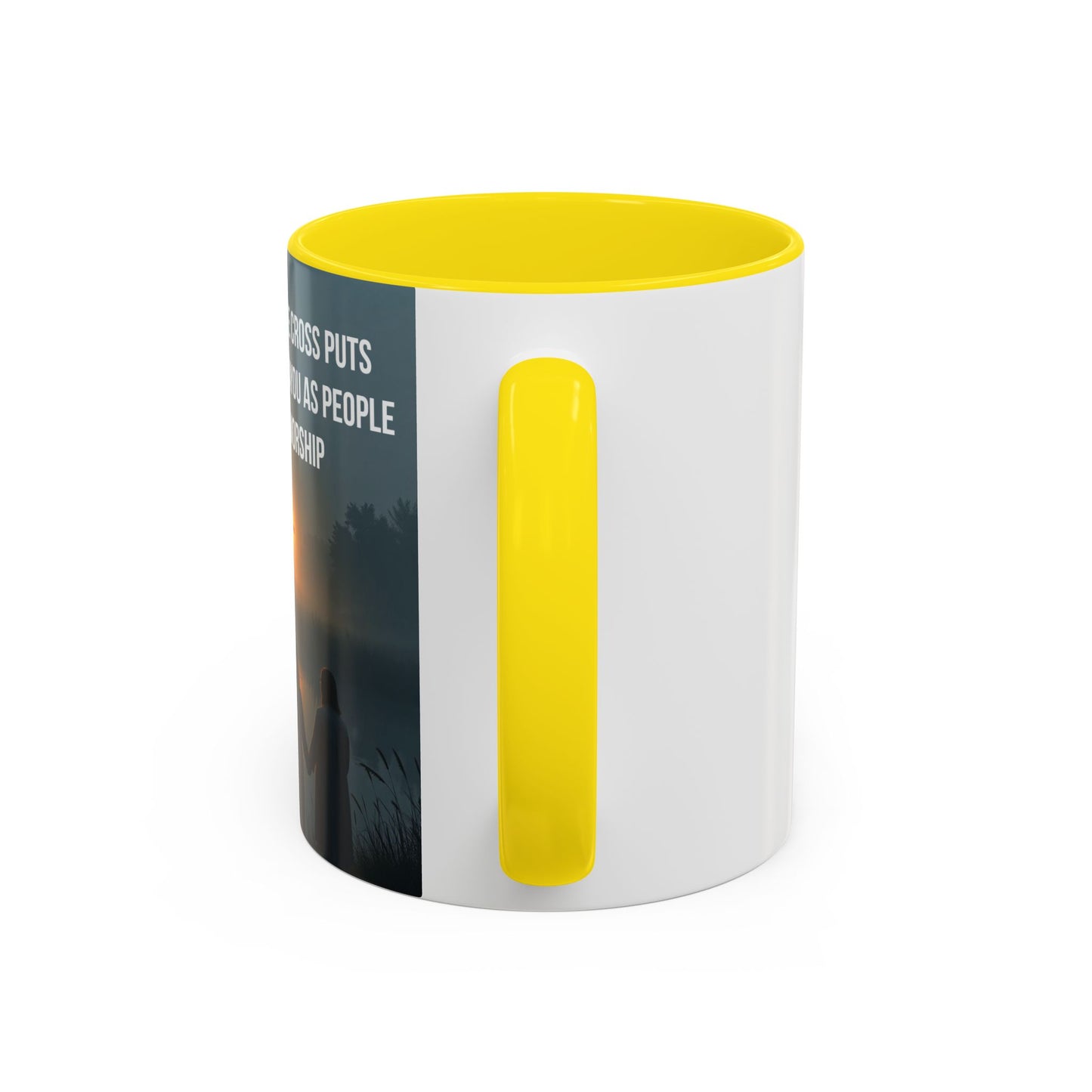 Christian Accent Coffee Mug — “The Light of the Cross” Inspirational Bible Verse Design