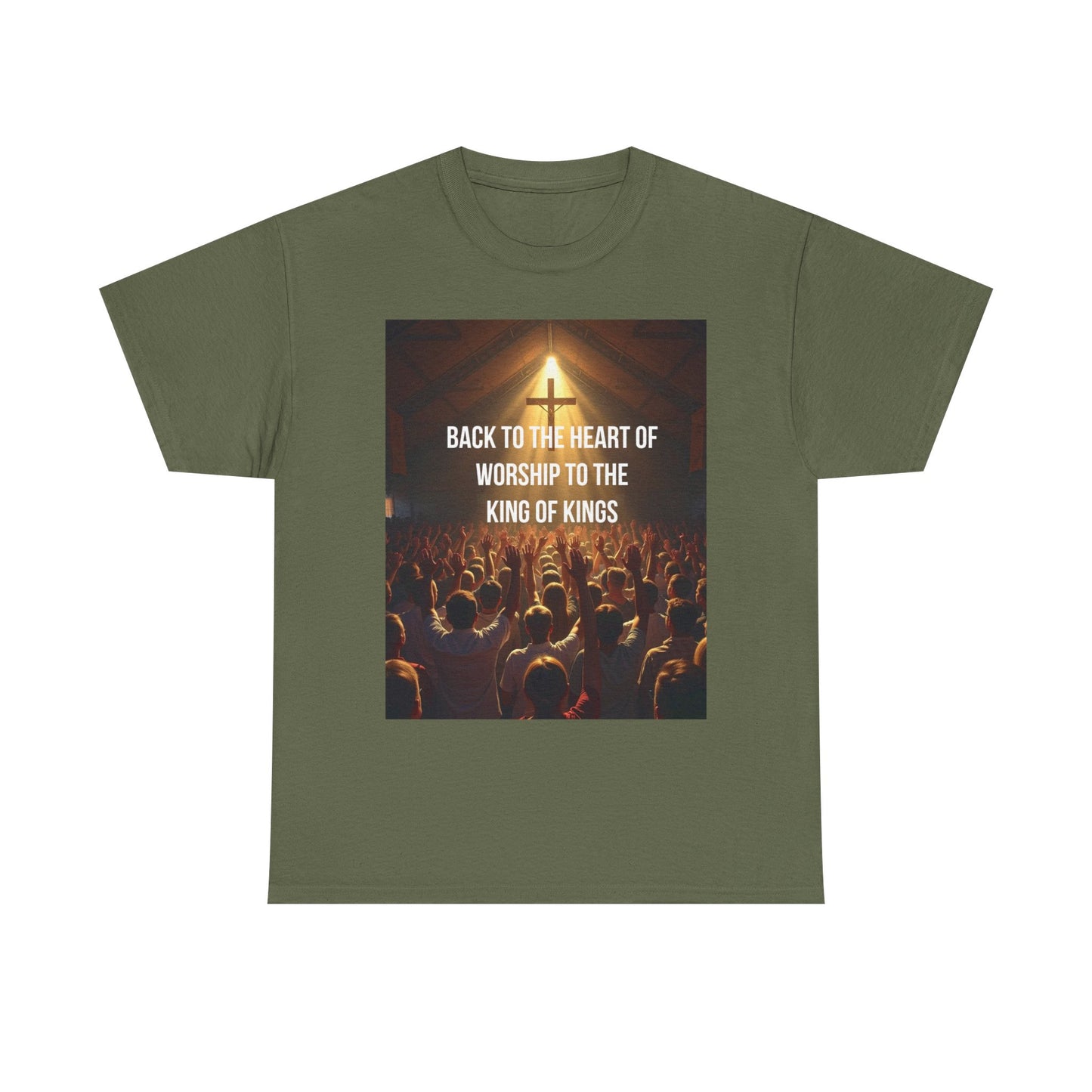 Worship Concert Tee — "Back to the Heart of Worship to the King of Kings" Christian T-Shirt