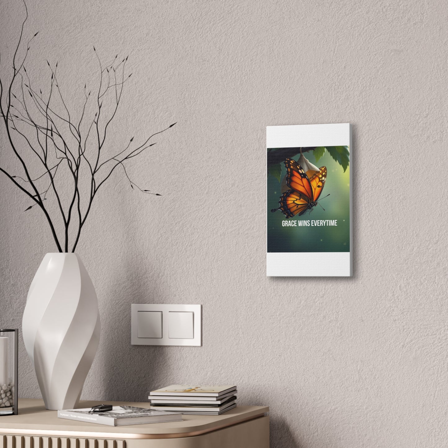 Canvas Print - 'Grace Wins Everytime' Monarch Butterfly Wall Art