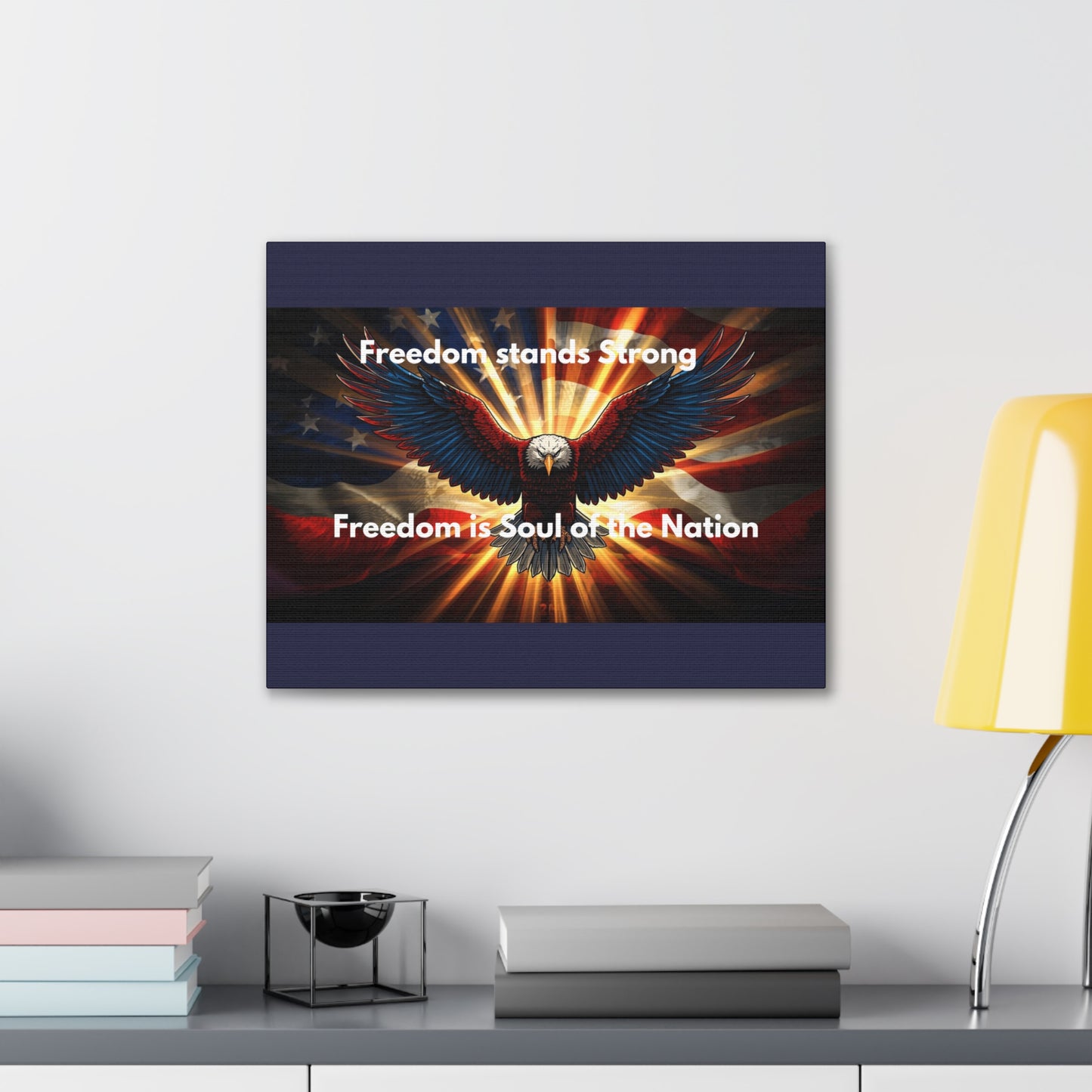 Patriotic Eagle Canvas Print – “Freedom Stands Strong” Wall Art