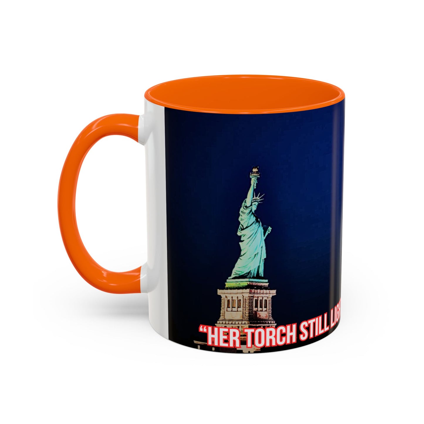 Fireworks Accent Coffee Mug — Inspirational "Lights the Path to Freedom" Design