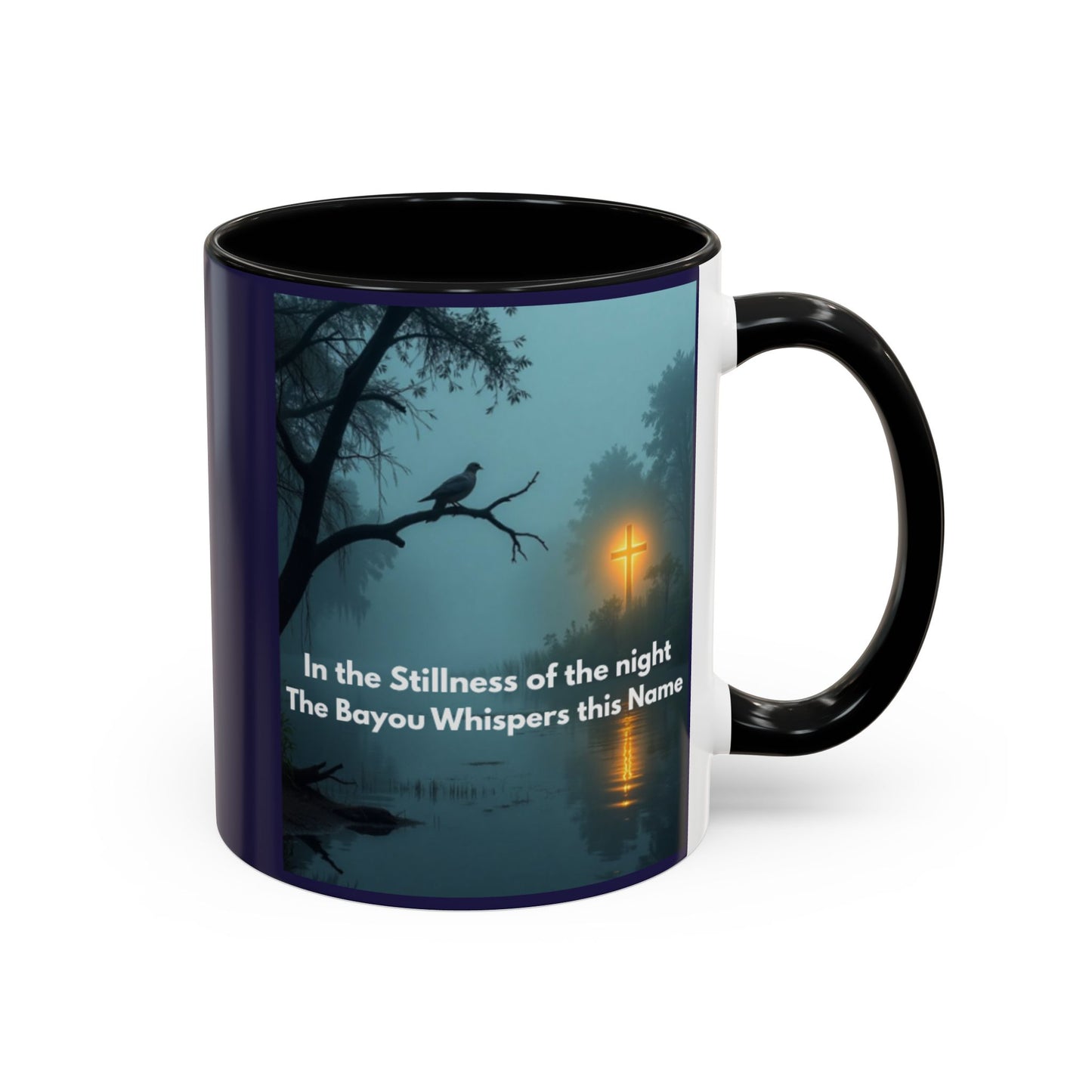 Accent Coffee Mug — Bayou Night Scene with Poetic Quote (11/15oz)