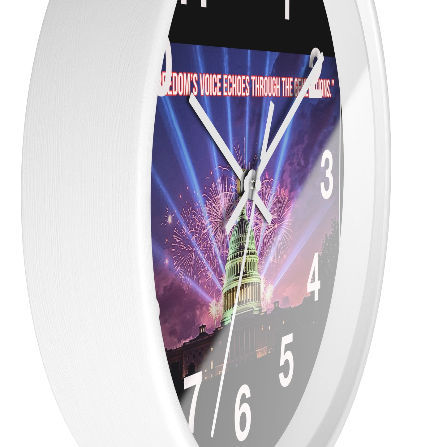 Capitol Fireworks Wall Clock — Patriotic Washington D.C. Clock with Quote