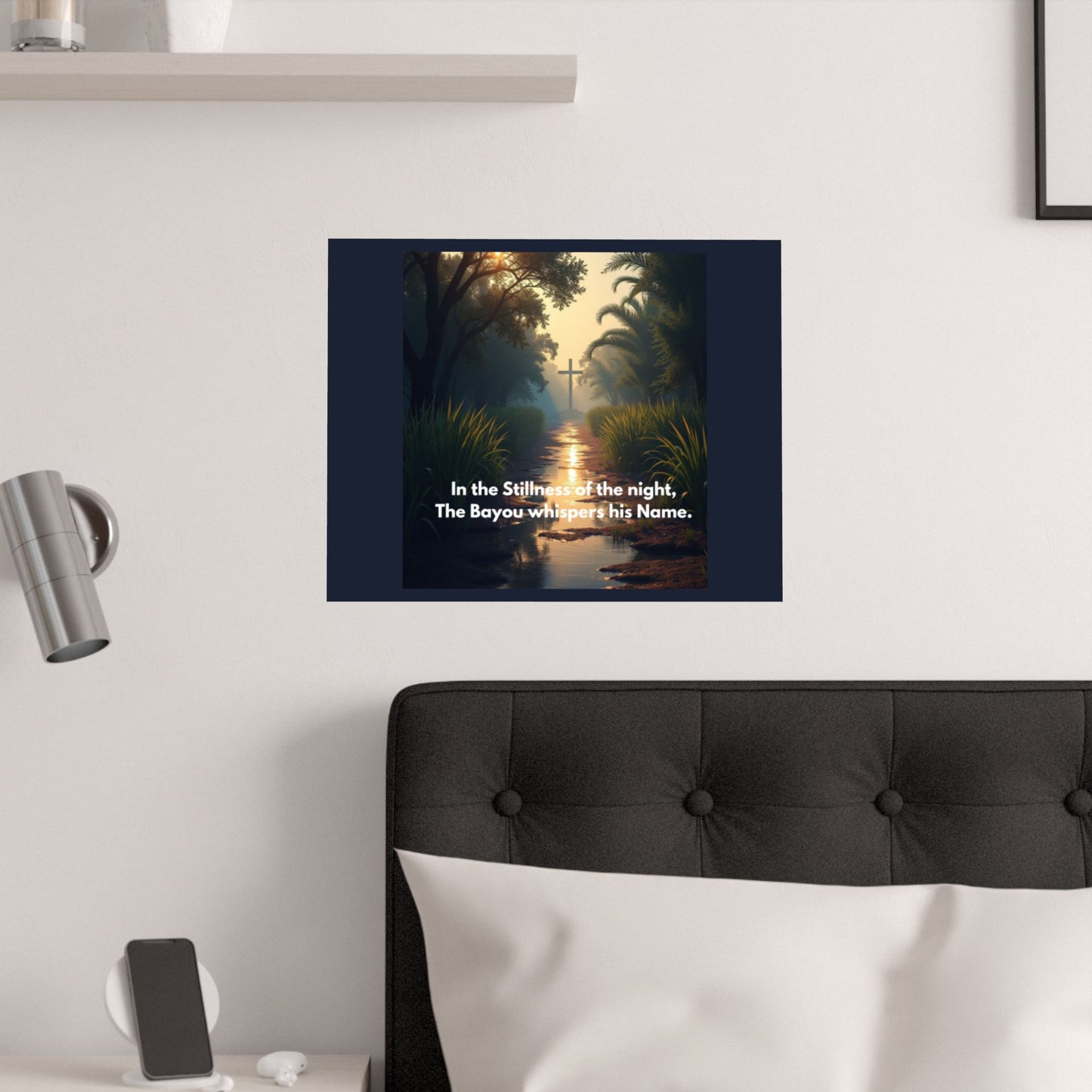 Bayou Quiet Satin Poster — "In the Stillness of the Night, The Bayou Whispers His Name"