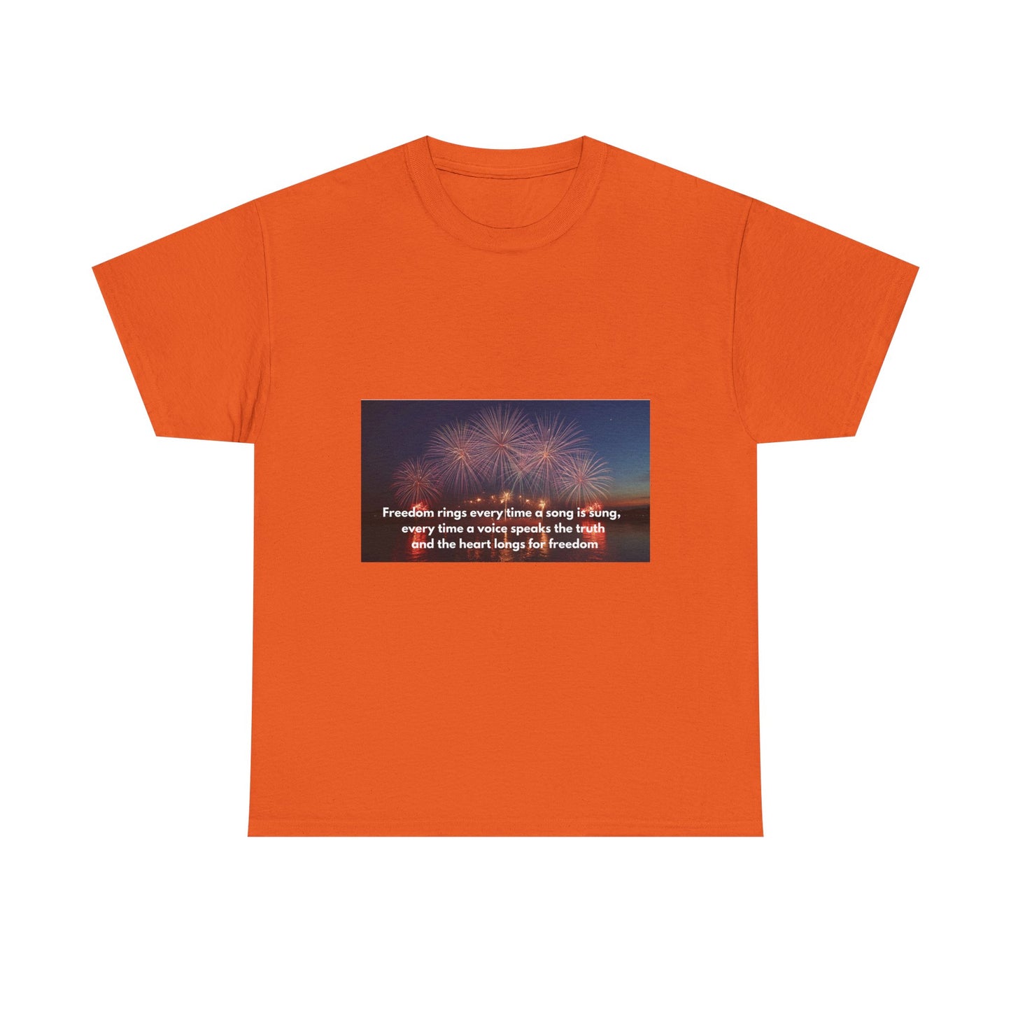 T-Shirt — Patriotic Fireworks Tee with 'Freedom Rings' Quote