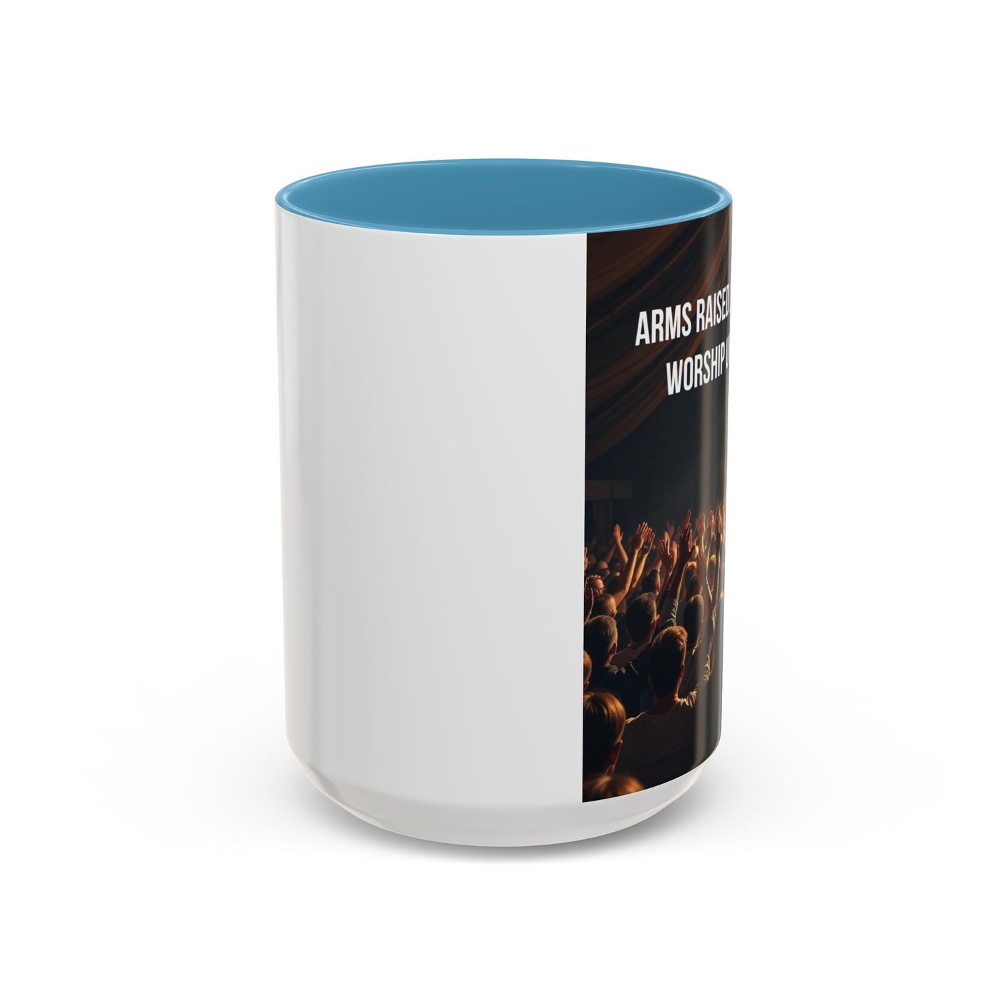 Worship Concert Coffee Mug — "Arms Raised. Spirit Free. Worship Unchained" Accent Mug