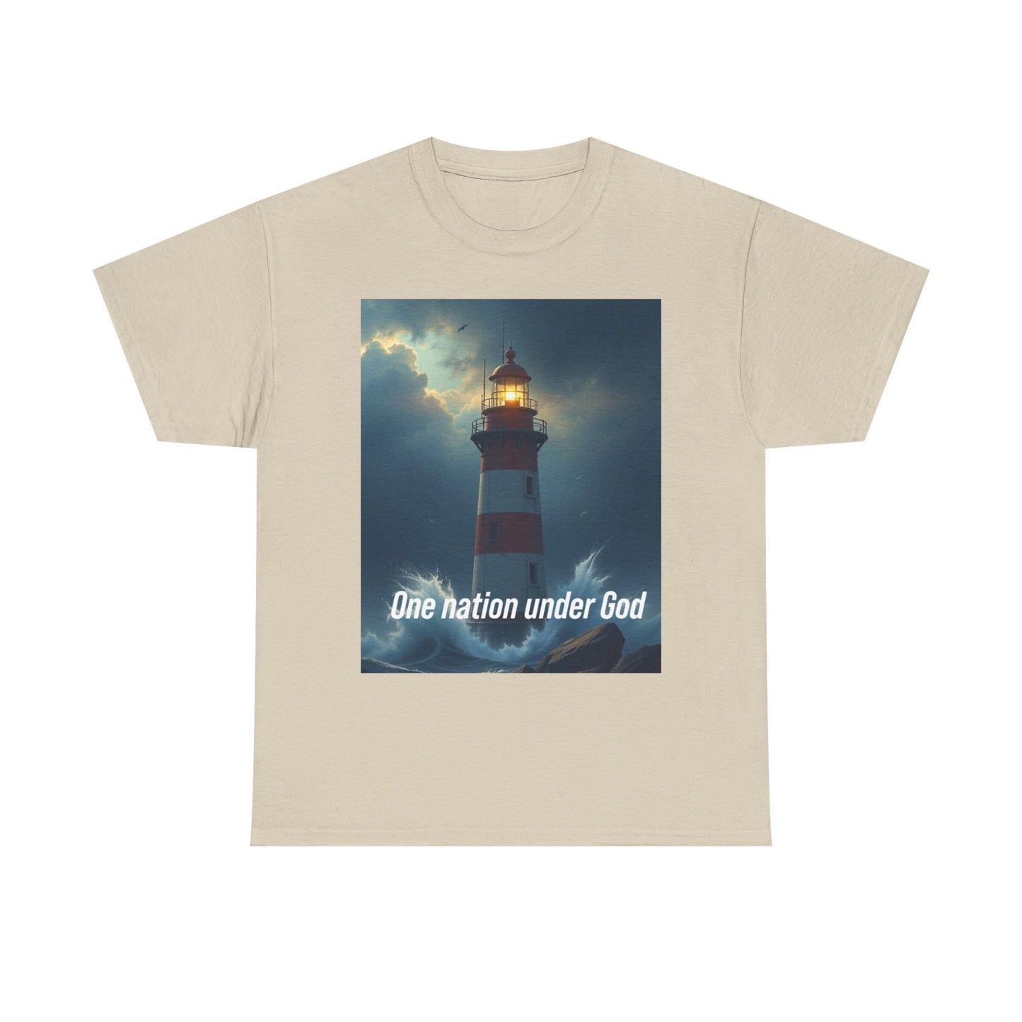 Lighthouse 'One Nation Under God' Tee — Patriotic Faith Graphic T-Shirt