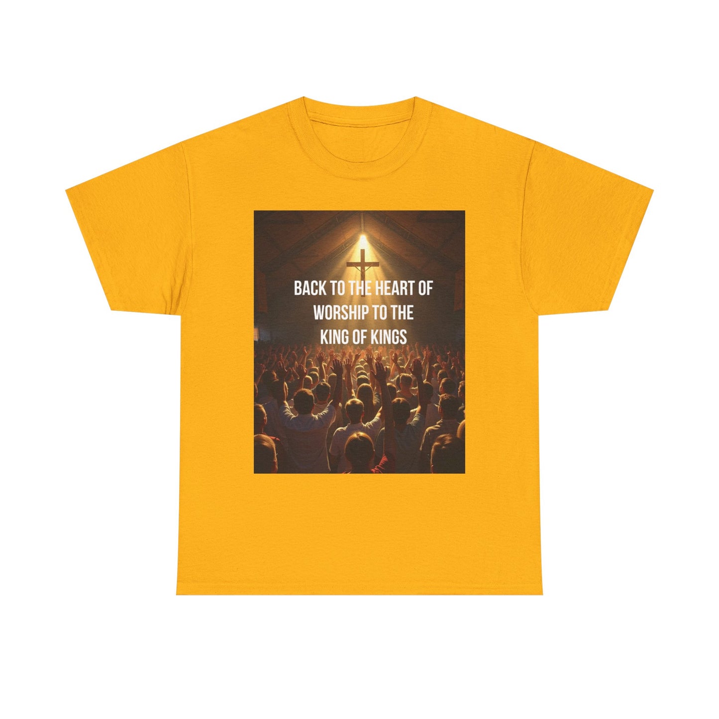 Worship Concert Tee — "Back to the Heart of Worship to the King of Kings" Christian T-Shirt