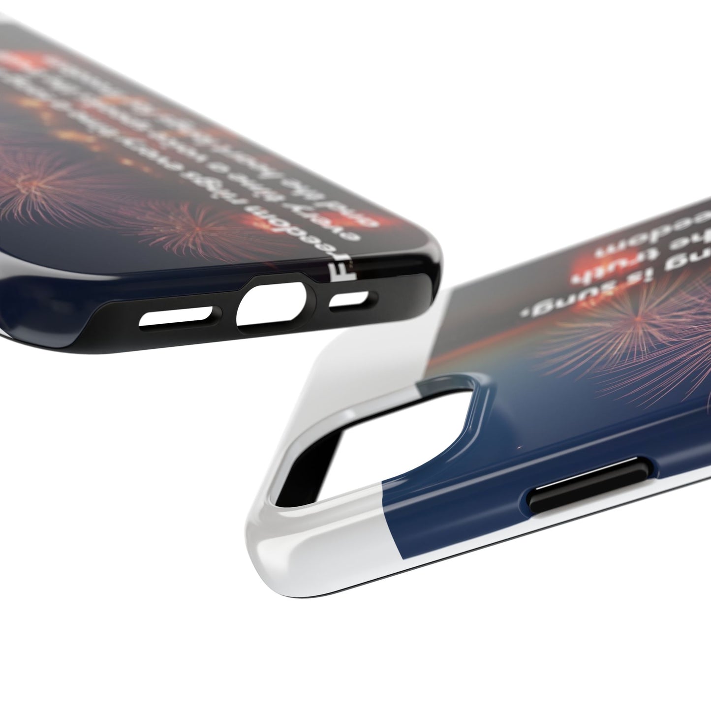 Patriotic Fireworks Tough Phone Case — "Freedom" Quote Protective Cover