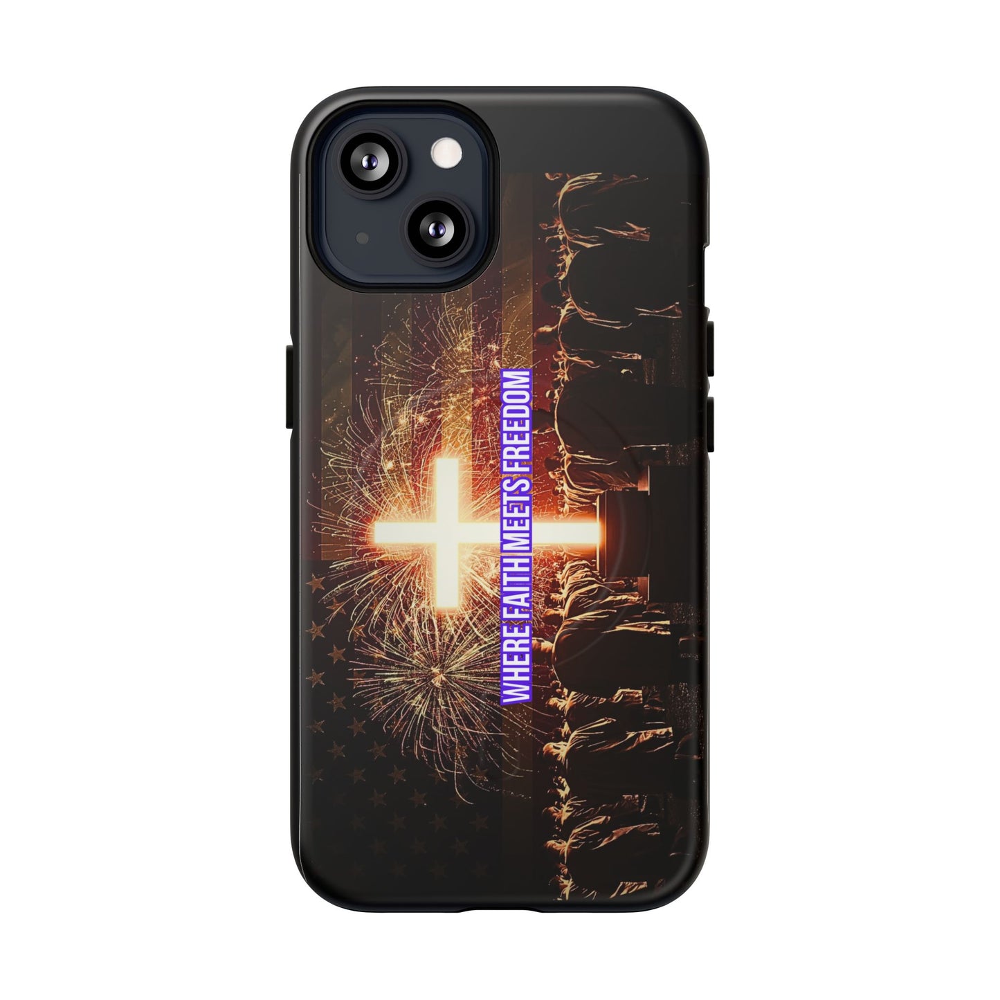 Christian Cross Phone Case - "Where Faith Meets Freedom" Tough Magnetic Case
