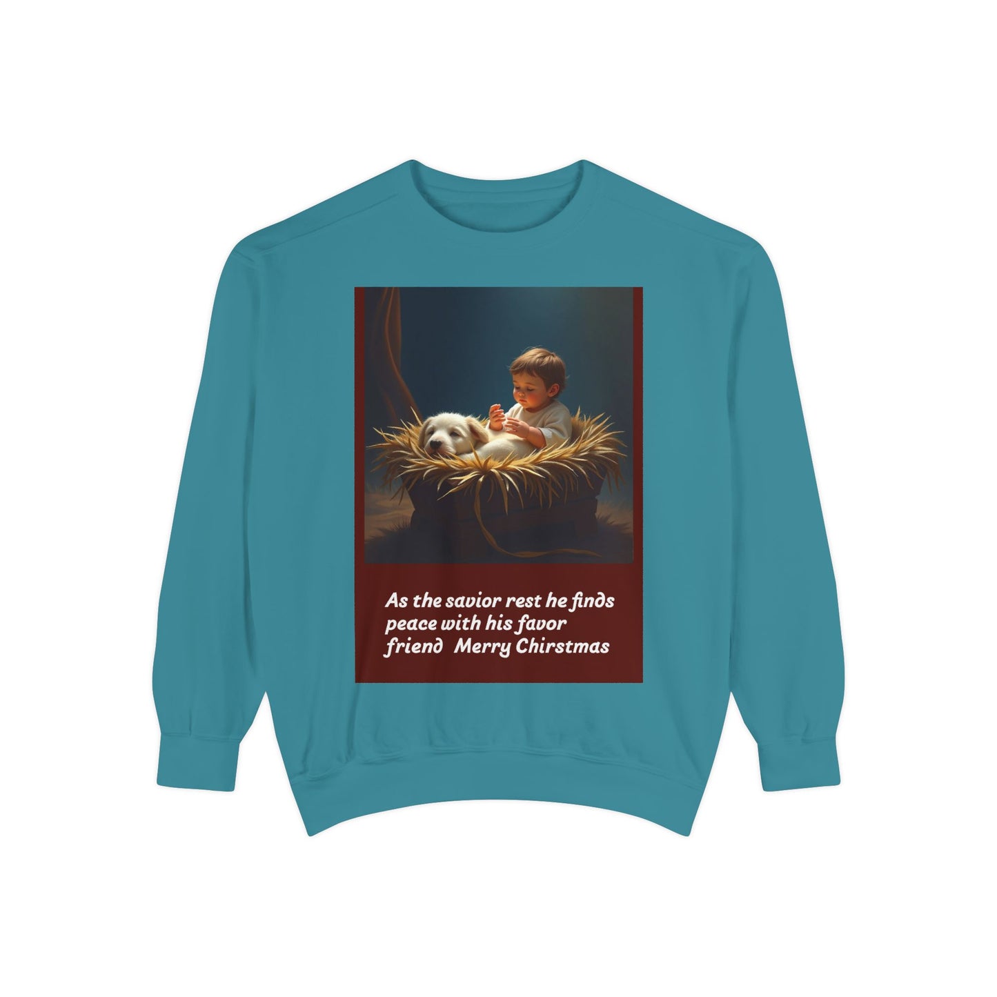 Warm Christmas Sweatshirt, Holiday Gift, Unisex Cozy Crewneck, Family Gathering, Dog Lovers, Festive Apparel