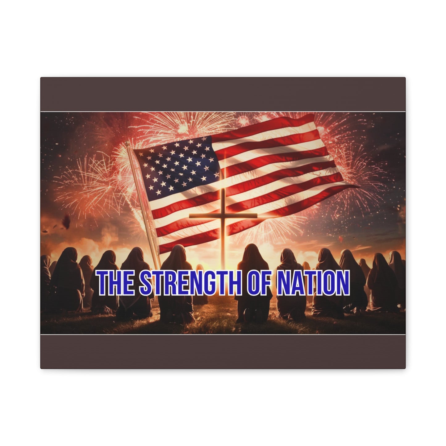 Patriotic Canvas Wall Art – “The Strength of Nation” American Flag with Fireworks