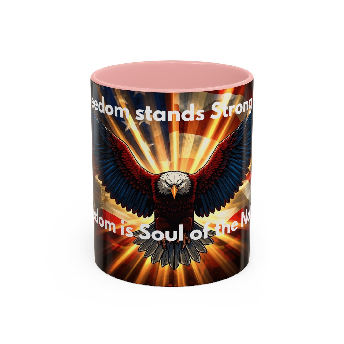 Patriotic Eagle Coffee Mug — "Freedom Stands Strong" Accent 11/15oz